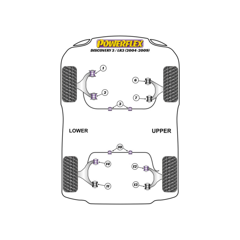 Boccole Powerflex Land Rover Discovery 3 / LR3 (2004 - 2009) - BUN-PF-00550 - BUN-PF-00550
