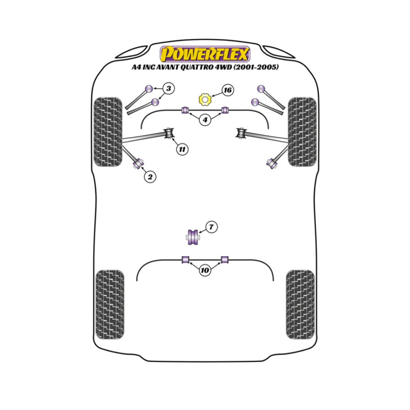 Boccole Powerflex Audi A4 inc. Avant Quattro 4WD (2001-2005) - BUN-PF-00056 - BUN-PF-00056