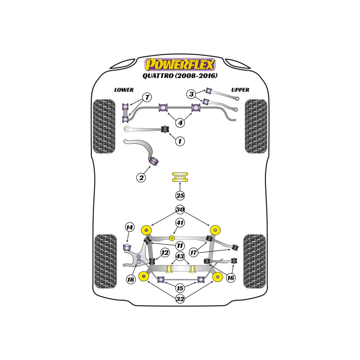 Boccole Powerflex Audi A4 Quattro Inc. Allroad (2008 - 2016) - BUN-PF-00058 - BUN-PF-00058