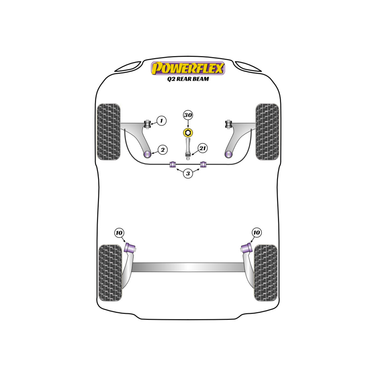 Silentblocs Powerflex Audi Q2 2WD einarmig (2017-) - BUN-PF-00082 - BUN-PF-00082