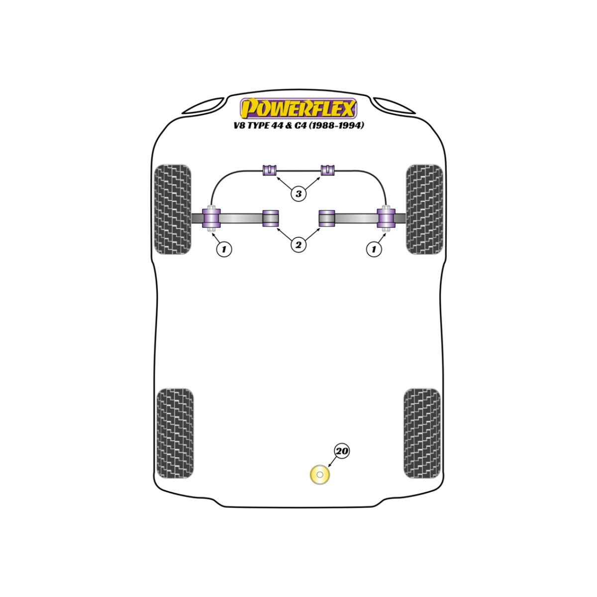 Silentblocs Powerflex Audi V8 Type 4C (1988-1994) - BUN-PF-00127 - BUN-PF-00127