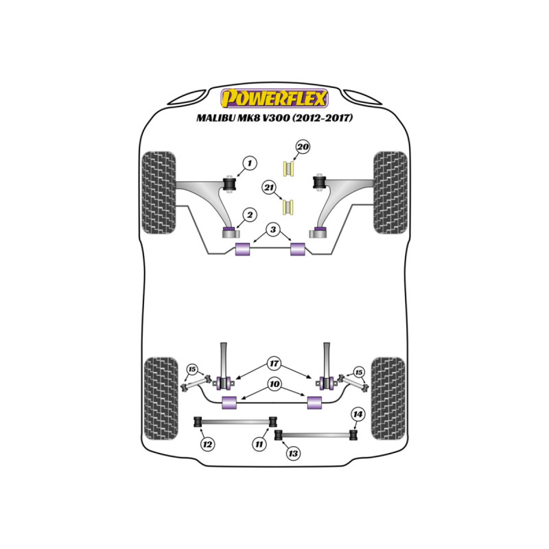 Silentblocs Powerflex Chevrolet Malibu MK8 V300 (2012 - 2017) - BUN-PF-00251 - BUN-PF-00251