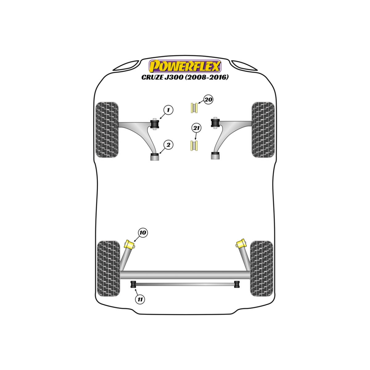 Powerflex bushes HoldenCruze MK1 J300 (2008 - 2016) - BUN-PF-00431 - BUN-PF-00431