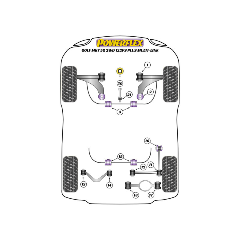 Boccole Powerflex Volkswagen Golf MK7 5G 2WD 122PS plus Multi-link (2012-2019) - BUN-PF-01094