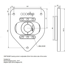 Coupelles de suspension avant réglables OBP en aluminium pour Renault Megane RS 2/3/4 - la paire
