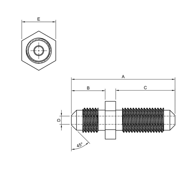 OBP AN3 straight male/male bulkhead adapter - 3/8x24JIC Stainless Steel - OBP-AN3-BA - OBP-AN3-BA - 3666618155364