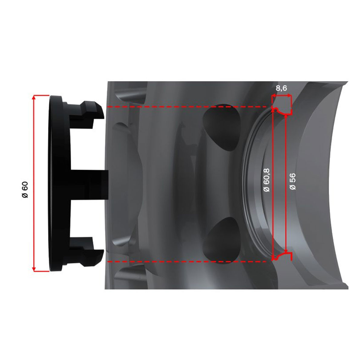 Cache central Evo Corse (C10) D60 avec badge brossé (L10) D58 (x1) - EVO-A100000200 - A1.000002.00 - 3666618537108