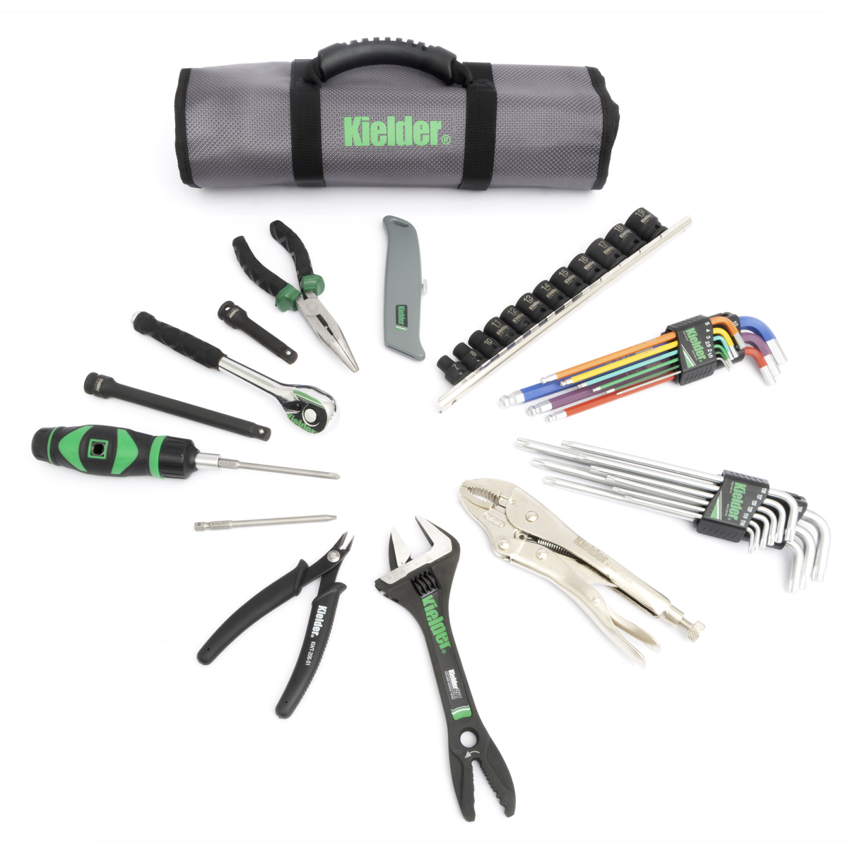 Kielder loaded hand tool roll for mechanics (40 parts 3/8") - KWT-250-01 - KWT-250-01 - 5060441194916