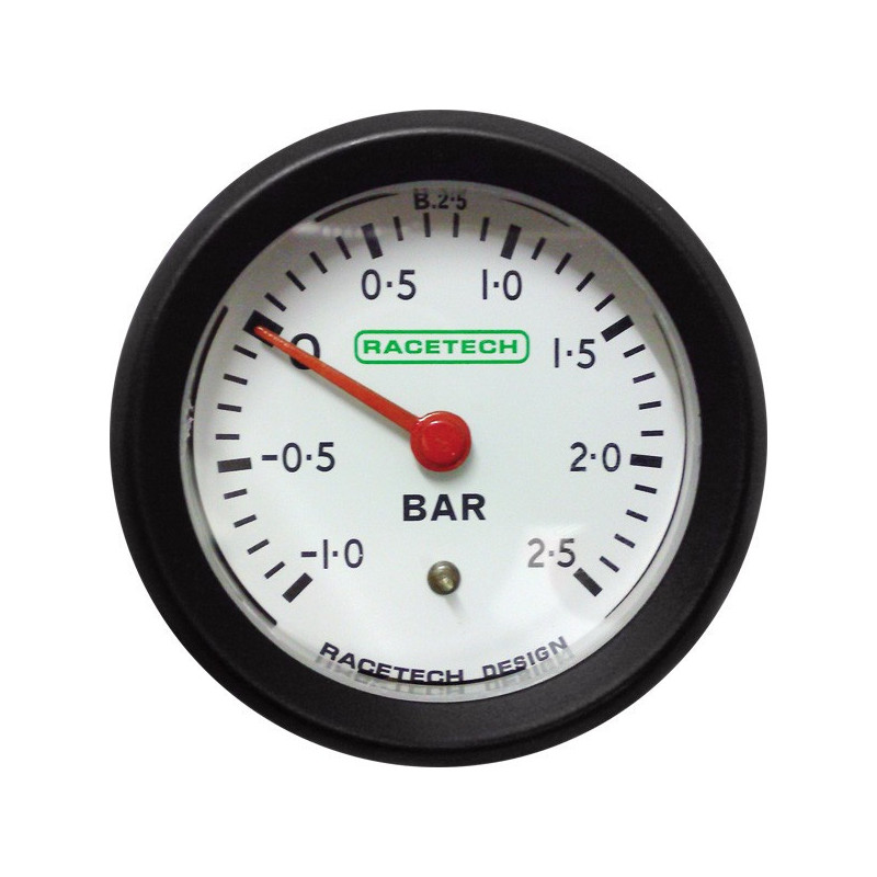 Racetech Turbo Pressure Gage -1 / +2.5 Bars White - RT-B2,5WL - B2.5WL - 3661768037898