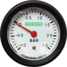 Mechanisches Racetech-Turbo-Manometer, 0 bis 2,5 bar, Ø 52 mm