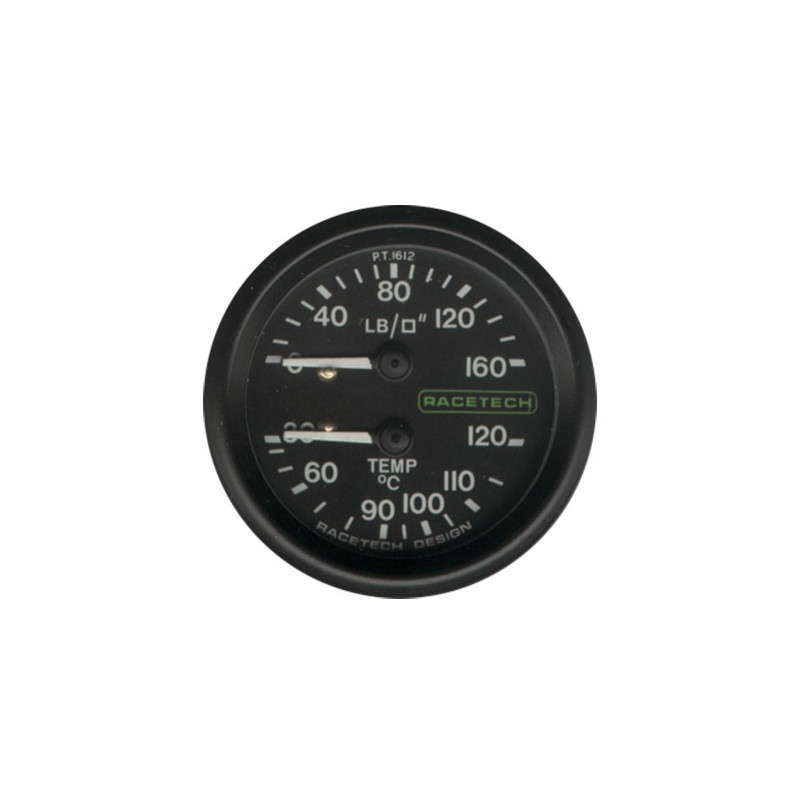 Racetech 2-in-1 Pressure and Temperature Gauge, Ø52 mm - RT-PT1612BL7 - PT1612BL7 - 3661768441381