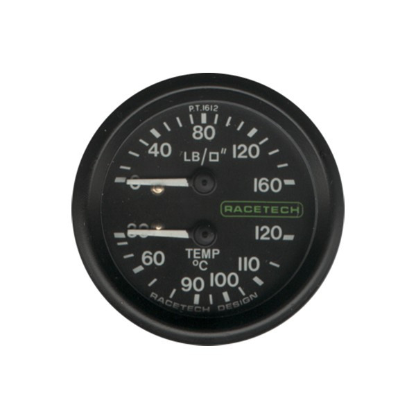 Manometro 2 in 1 per pressione e temperatura Racetech Ø52 mm - RT-PT1612BL7 - PT1612BL7 - 3661768441381