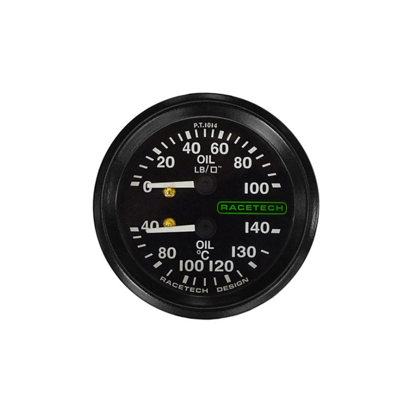 Manomètre combiné pression et température d'huile Racetech Ø52 mm - RT-PT1014BL7 - PT1014BL7 - 3661768441411