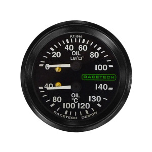 Strumento Pressione Olio 100 PSI / Temperatura Olio 140°C Racetech Illuminato