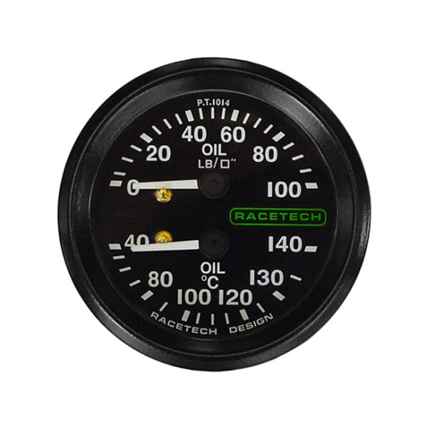 Strumento Pressione Olio 100 PSI / Temperatura Olio 140°C Racetech Illuminato - RT-PT1014BL7 - PT1014BL7 - 3661768441411