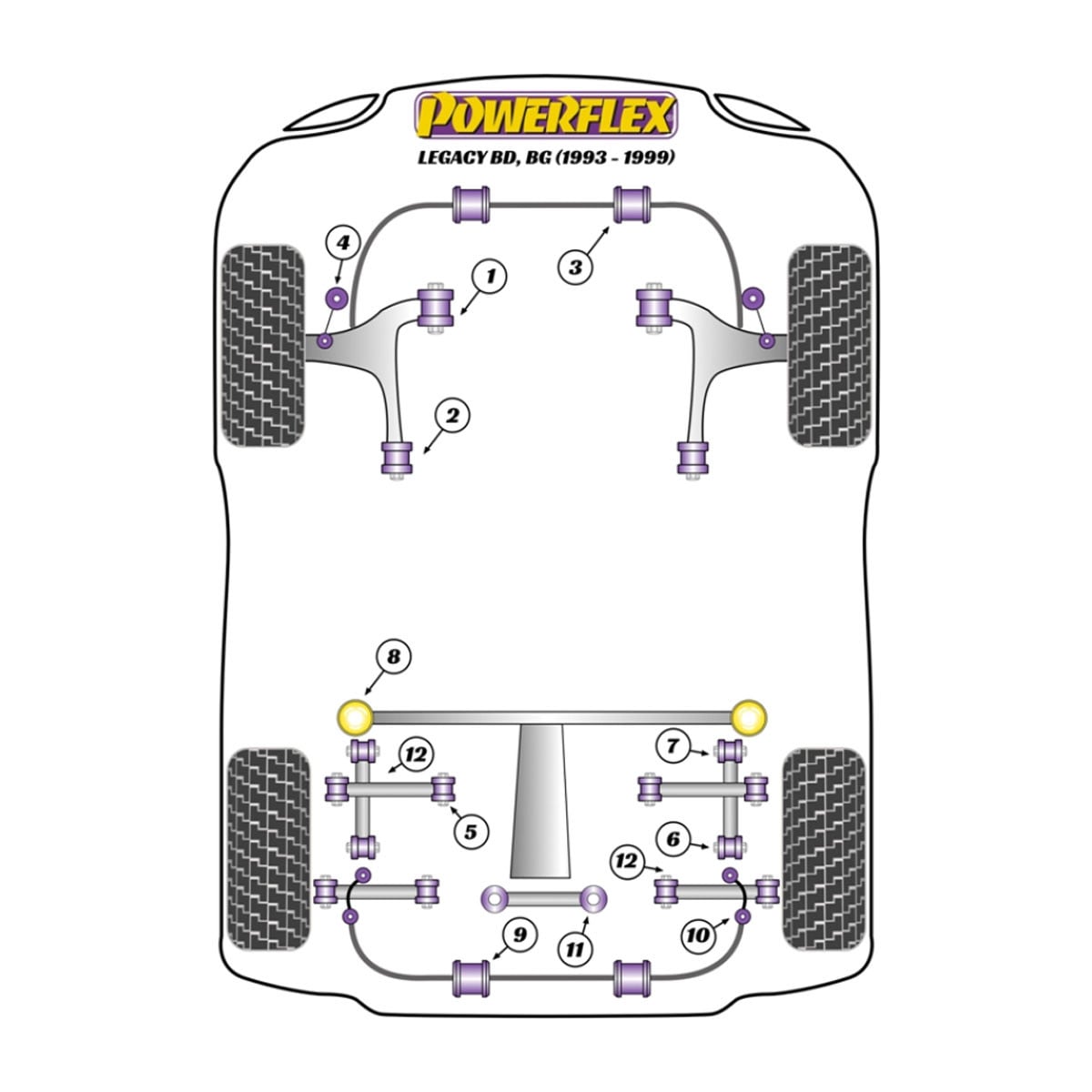 Powerflex bushes Subaru Legacy BD, BG (1993 - 1999) - BUN-PF-00972