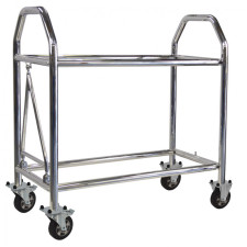Compact stainless steel tire trolley, 1385mm x 475mm, for trucks - GT2i