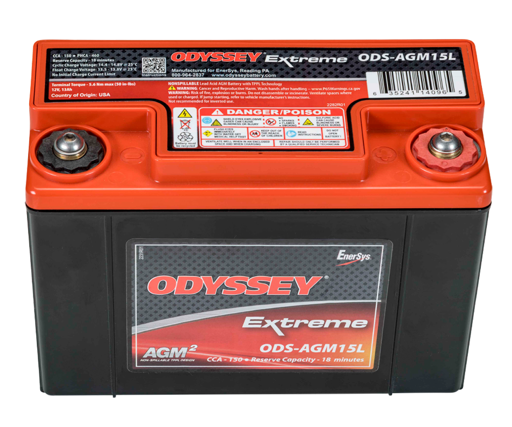 Odyssey Extreme PC545 ODS-AGM15L AGM Racing Battery, 13 Ah, 545 PHCA - ODY-EXTREME-20 - ODS-AGM15L - 3661768288276