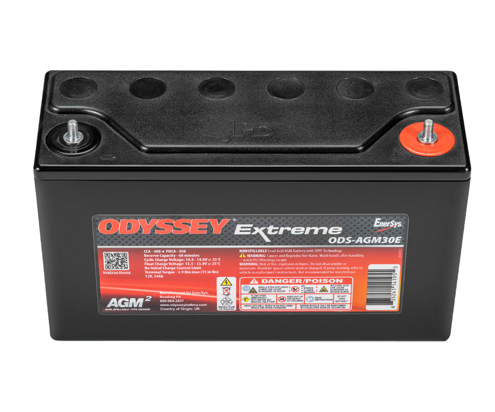 Odyssey Extreme PC950 ODS-AGM30E AGM Racing Battery, 34 Ah, 950 PHCA - ODY-EXTREME-30 - ODS-AGM30E - 3661768124482