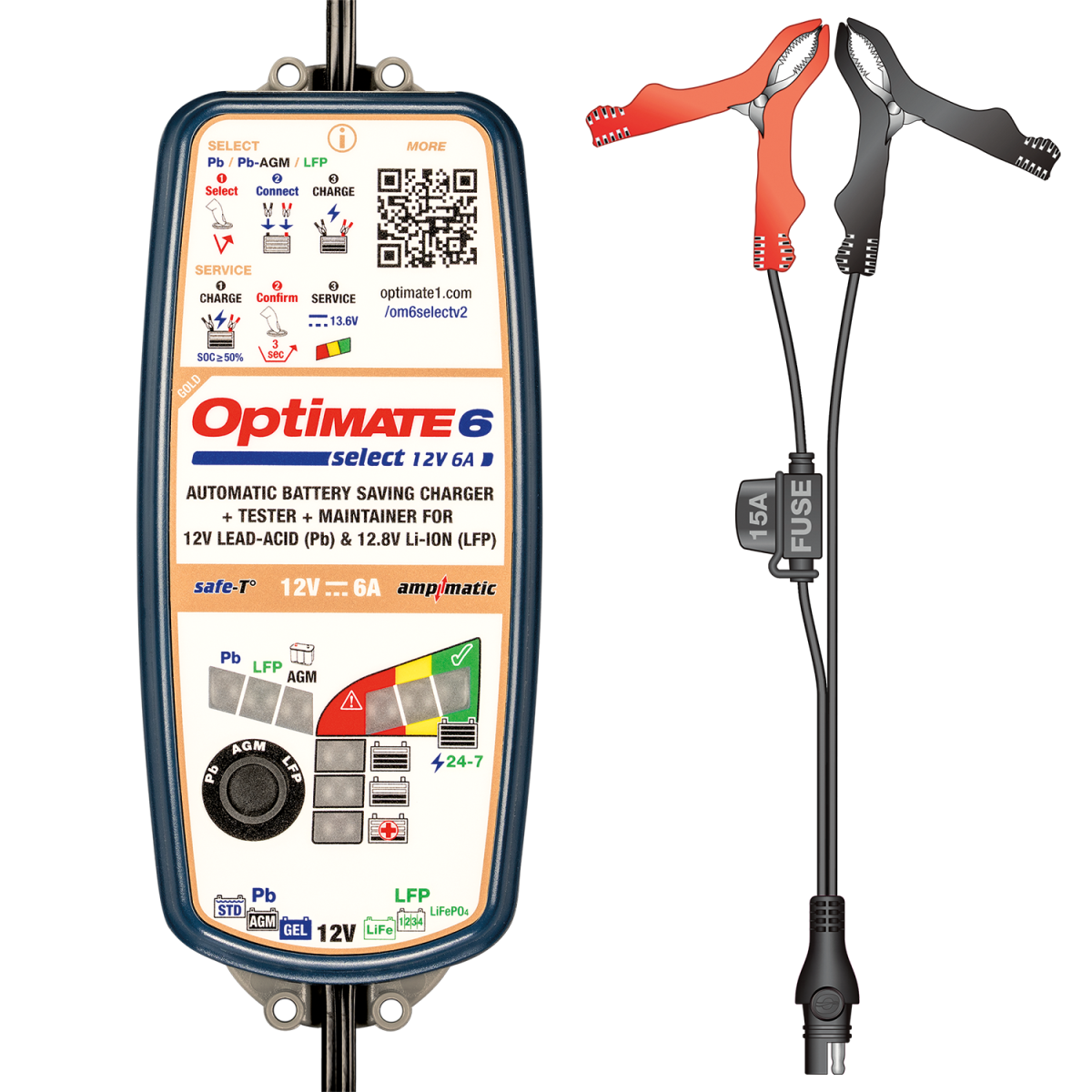 Chargeur batterie AGM, GEL, EFB, plomb-acide & Lithium LiFePO4 12V OptiMate 6 Select V2 TM370 - TM-370V2 - TM370 V2 - 5407012560150