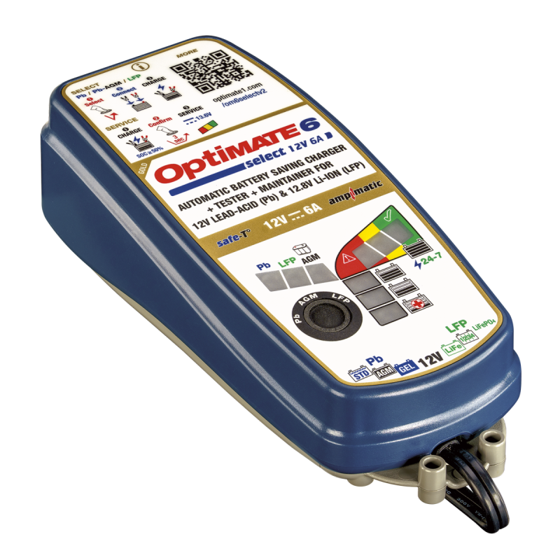 AGM, GEL, EFB, Lead-Acid &amp; Lithium LiFePO4 12V OptiMate 6 Select V2 TM370 Battery Charger - TM-370V2 - TM370 V2 - 5407012560150