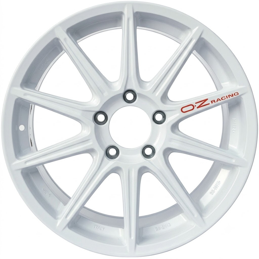 OZ Racing Rally Tarmac 18x8 White Racing Aluminum Rim - Citroën C3 Rally2 - W01E0605233 - OZ-TARMACRALLYR2-8018599-BL - W01E06052 33 - 3666618732350