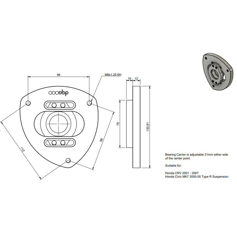 Paire de Coupelles Réglables OBP Honda Civic MK7 / Type R & CR-V - OBPTM009F - OBP-TM009F - OBPTM009F - 3666618594699