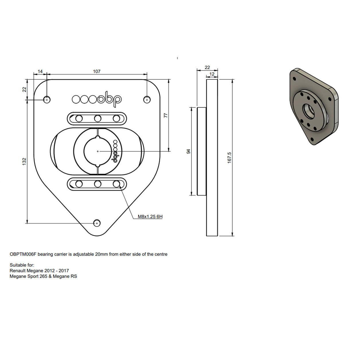 Paire de Coupelles Réglables OBP Renault Mégane 2 / 3 / 4 RS - OBPTM006F - OBP-TM006F - OBPTM006F - 3666618594729