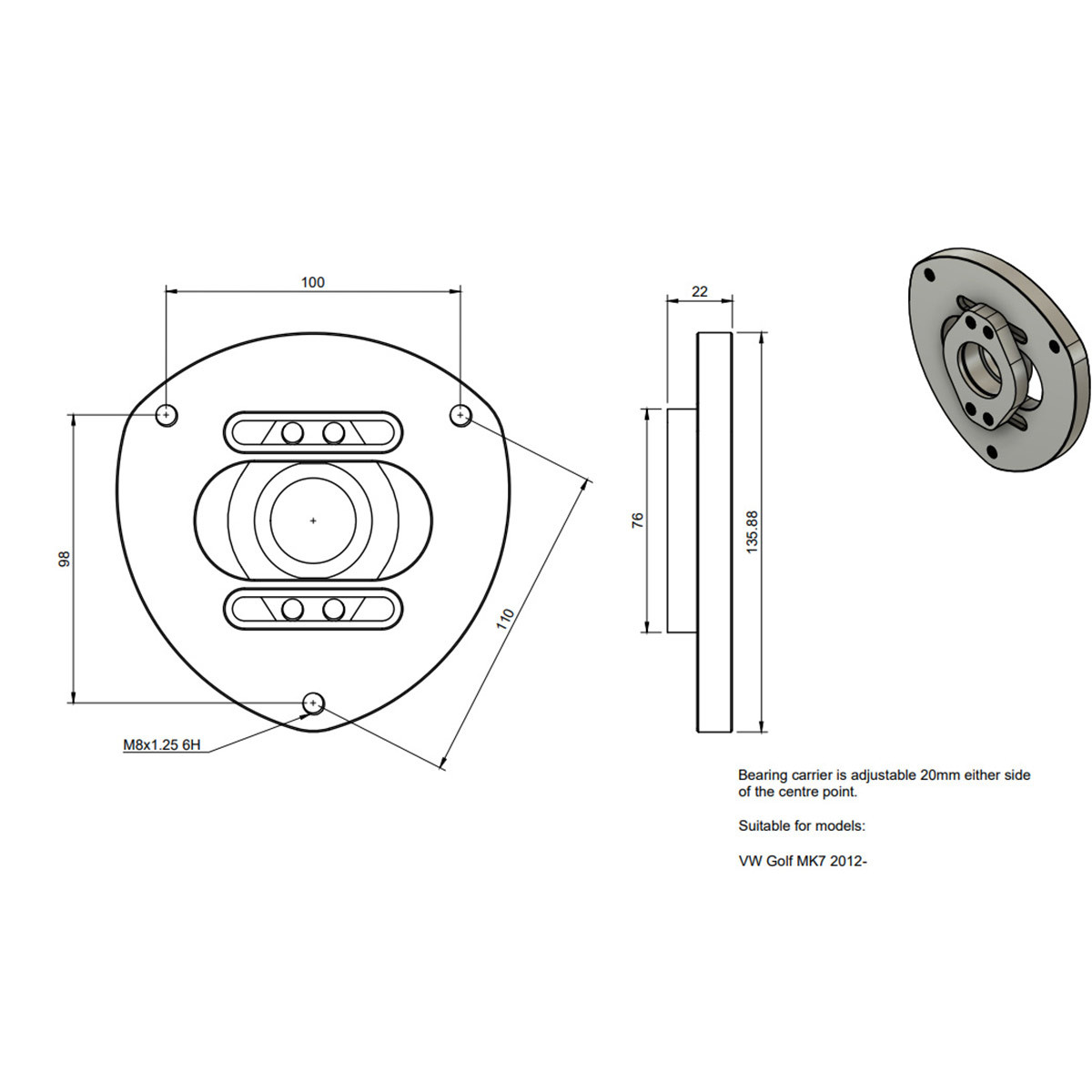 Paire de Coupelles Réglables sur Rotule OBP VW Golf 7 - OBPTM005F - OBP-TM005F - OBPTM005F - 3666618594736