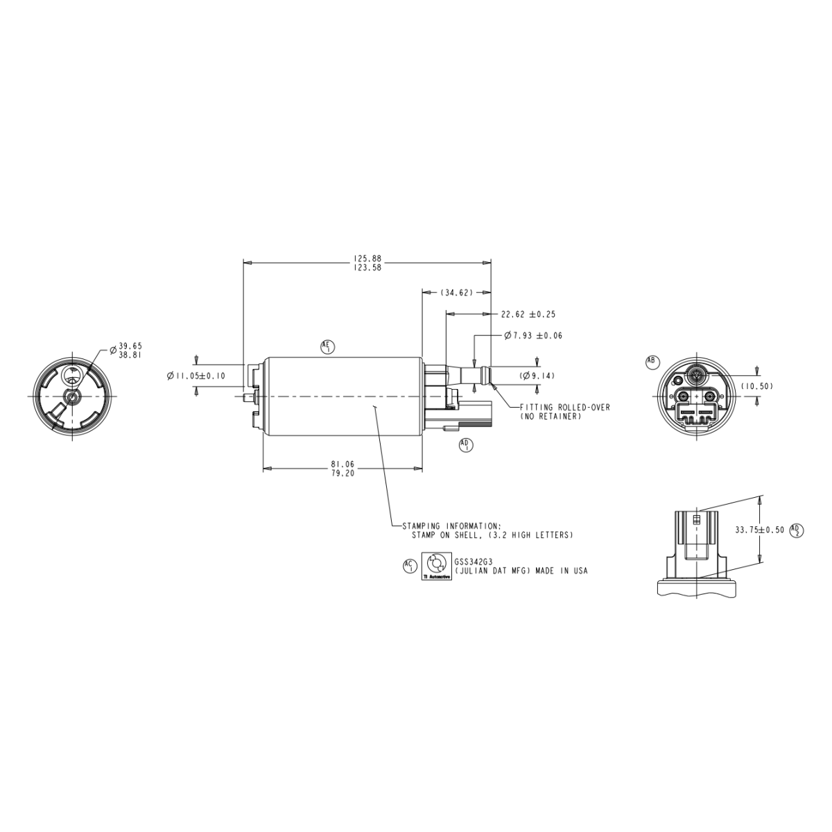 Pompe Essence Universelle Walbro GSS342 255 l/h - M-GSS342G3 - GSS342 - 3661768001201