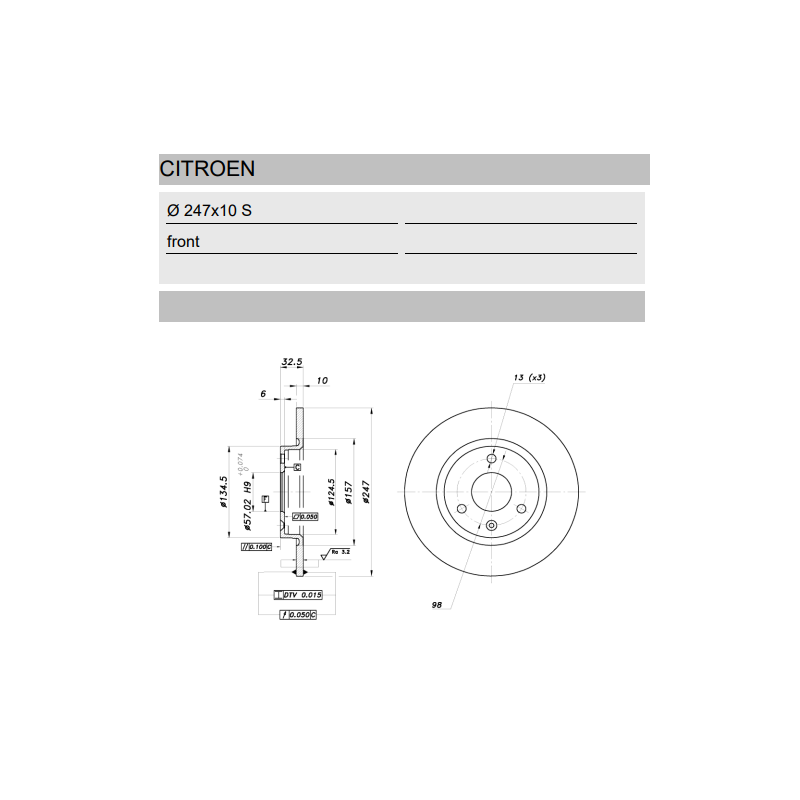 Group N Citroën AX 3-hole brake discs, 247x10 mm - BR-DFN-133 - 3661768083147