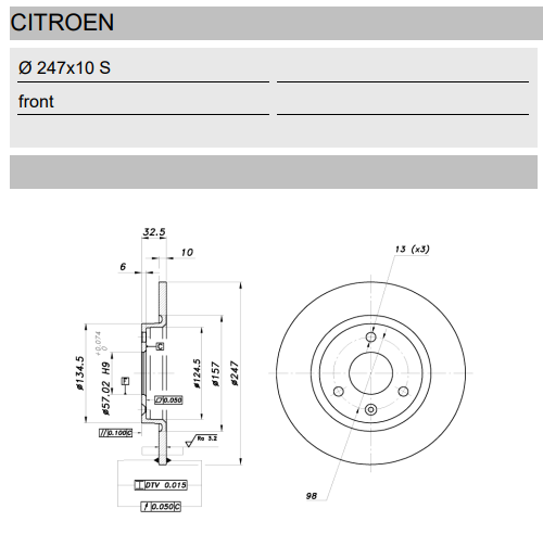 Group N Citroën AX 3-hole brake discs, 247x10 mm - BR-DFN-133 - 3661768083147