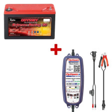 AGM-Batterieset Odyssey Extreme PC950 und Ladegerät OptiMate 2 DUO 12 V