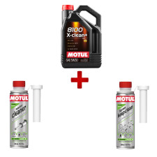 Motul 8100 X-clean Plus Maintenance Kit + injection valve cleaner + Gasoline Fuel System Maintenance