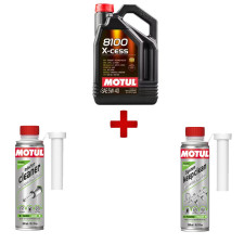 Motul-Pflegepaket: synthetisches 5W40-Motoröl und Benzinadditive, für den professionellen Einsatz