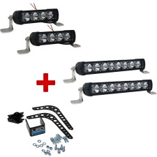 Pack Rampes LED Racing Pro 4 + Pro 8 + Support : Solution d'éclairage complet pour rallye et tout-terrain