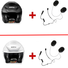 Pack Start : casque jet SPARCO FLUX RJ HANS + kit micro/haut-parleur GT2i Rallye