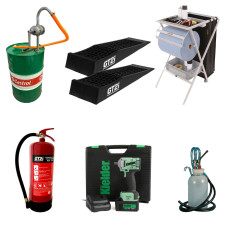 Werkzeug-Set für Mechaniker: Materialtransport, Bremsenentlüftung, Anziehen/Lösen, Brandschutz. Zeitersparnis