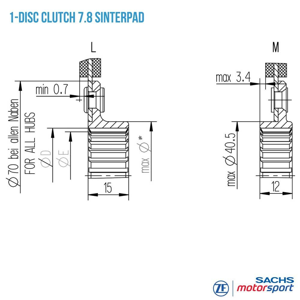 Sachs-Scheibenkupplung RCS 184 S7.8-L-047 881864002247 - SA-881864002247 - 881864002247 - 3661768001212