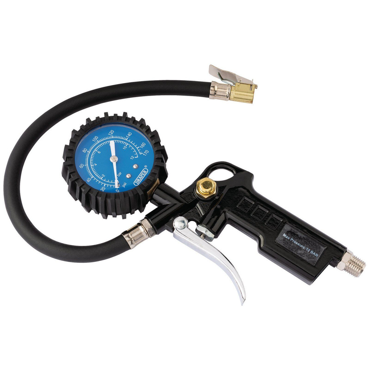 Draper Tools 12 bar Schrader valve inflation device 91273 - DRA-D91273 - D91273 - 5010559912735