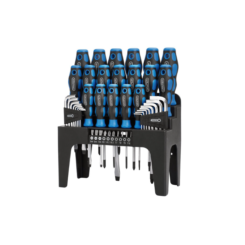 DRAPER Schraubendrehersatz mit Softgrip, Sechskantschlüssel und Bits (44-teilig) - DRA-81294 - D81294 - 5010559812943