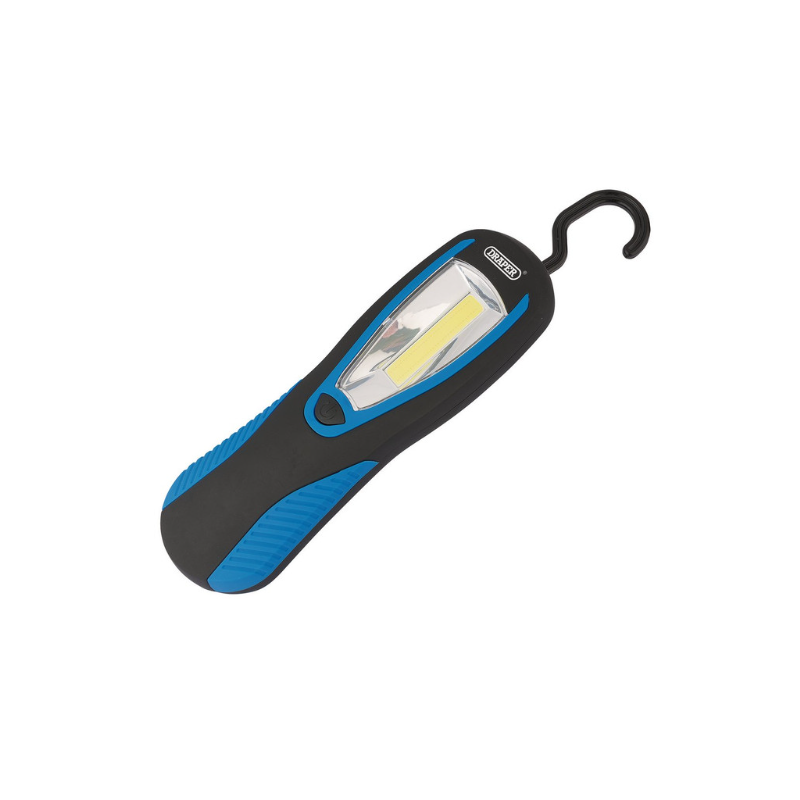 Draper Tools COB LED work light with magnetic back and hanging hook 3W 200 Lumens blue 3 AA batteries included - DRA-94507 - D94507 - 5059482030420