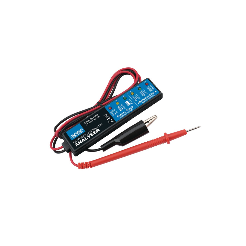 Draper Tools Battery and Alternator Analyser for 12 V DC Systems - DRA-41026 - D41026 - 5010559410262