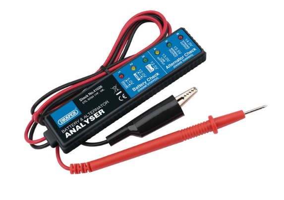 Draper Tools Battery and Alternator Analyser for 12 V DC Systems - DRA-41026 - D41026 - 5010559410262