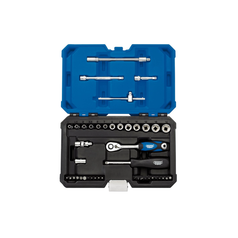 Metrisches Multi-Drive 1/4" Draper Tools Ratschenschlüsselset (43-teilig) - DRA-16479 - D16479 - 5010559164790