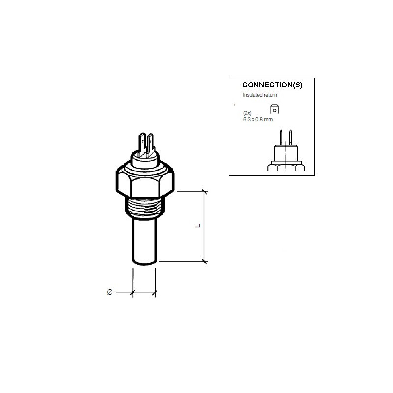 Sonde température eau VDO +40 à 120 °C M14×150 323-805-001-001N - V-323805001001N - 323-805-001-001N - 3661768404478