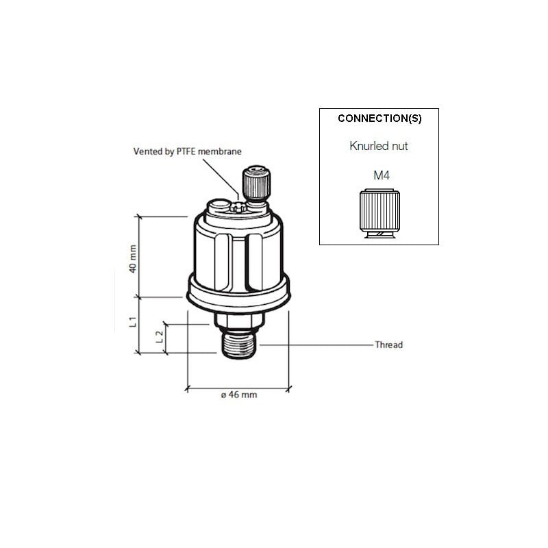VDO Oil Pressure Sensor, 0 to 10 bar, M10x100, 360-081-029-010C - V-029010 - 360-081-029-010C - 3661768220108