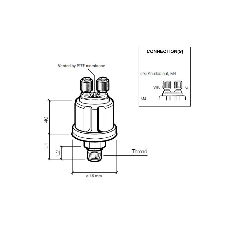 VDO Oil Pressure Sensor 0 to 10 bar M12×150 360-081-030-019C - V-030019 - 360-081-030-019C - 3661768217658