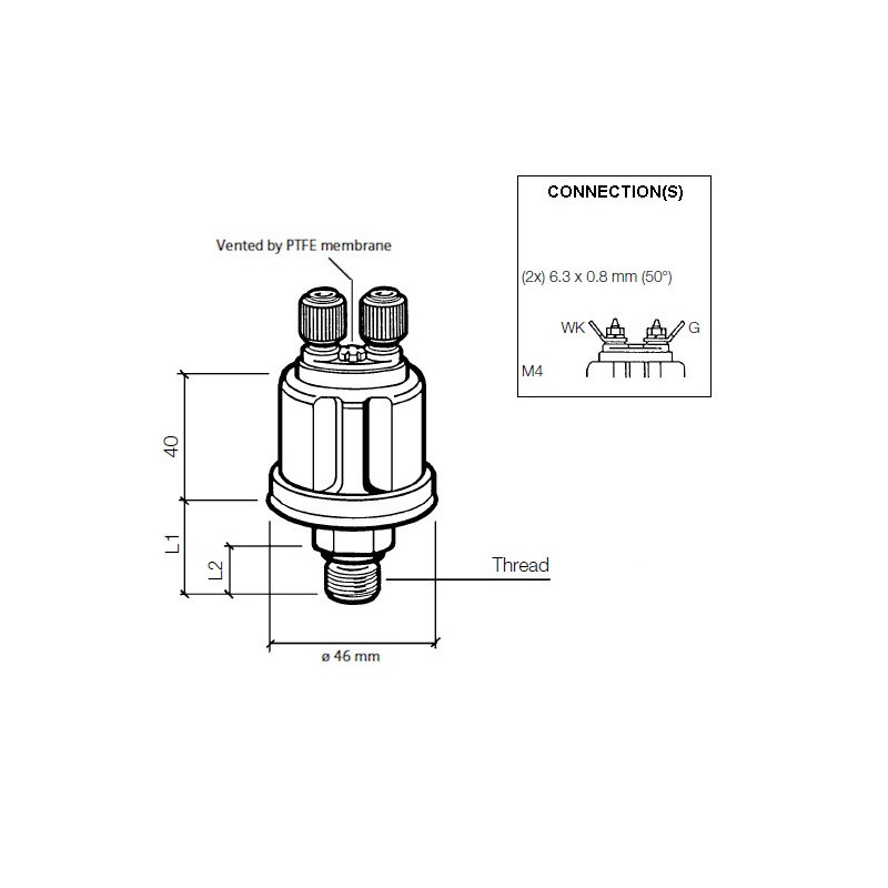 Sensore di pressione dell'olio VDO da 0 a 10 bar M18×150 360-081-030-070C - V-030070 - 360-081-030-070C - 3661768217740