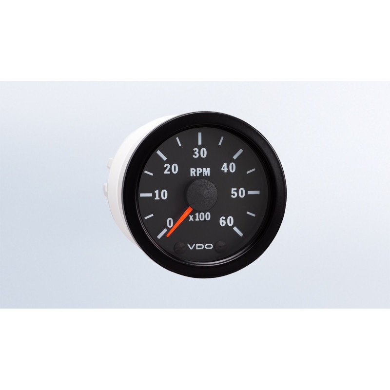 VDO Rev-counter, Ø52 mm, 0–6,000 rpm, 333-015-009K - V-CT333-015-009 - 333-015-009K - 4103590700285